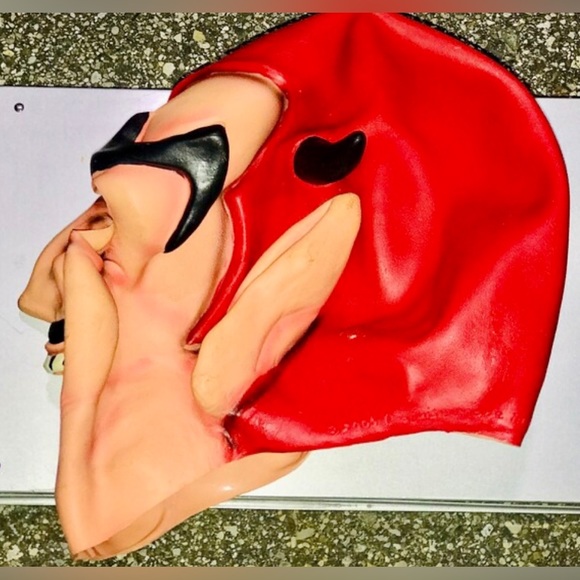 Vintage Lucifer Costume Horned Horny Devil Satan Rubber Adult Size Mask - Picture 3 of 10